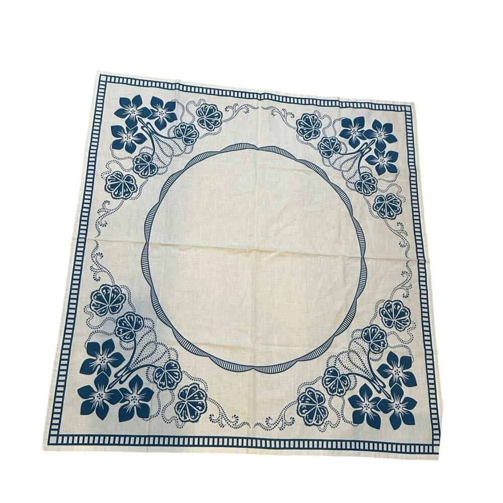 Vintage Women's White & Blue Floral Scarf